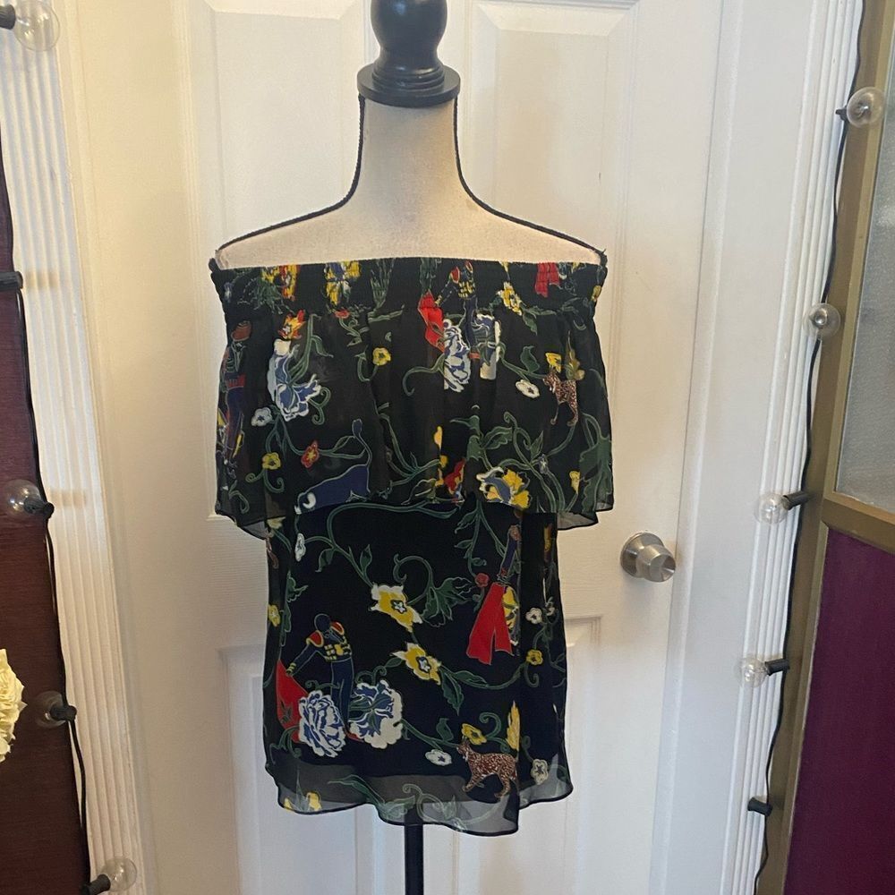 Tibi 100% silk off shoulder blouse. S